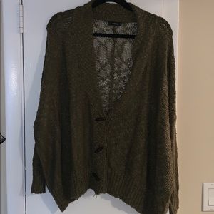 Dark olive green cozy cardigan